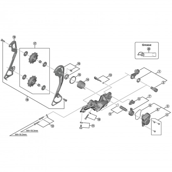 Shimano Deore RD-M6000 tension and guide pulley set, SGS
