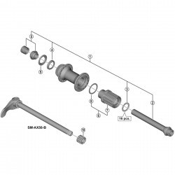 Shimano FH-MT400-B complete hub axle, 148 mm