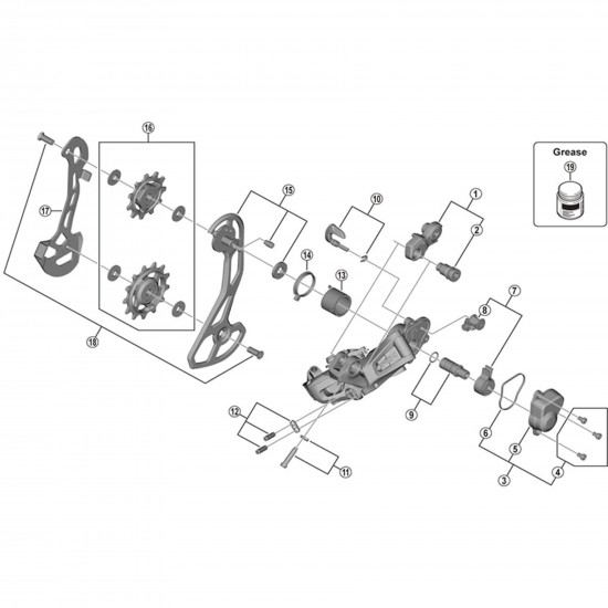 Shimano RD-R8050 stroke adjusting bolts and plate