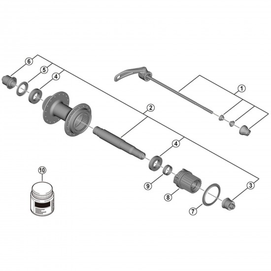 Shimano FH-MT401 complete hub axle