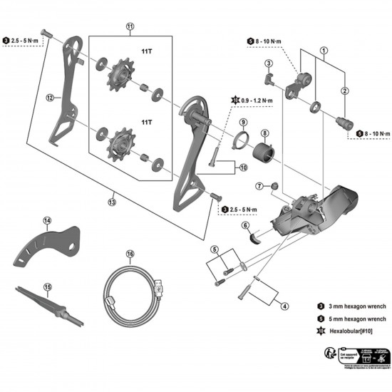 Shimano RD-R7150 end adjustment screw and plate