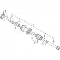 Shimano FH-M828 hub axle, 12 mm Shimano FH-M828 hub axle, 12 mm