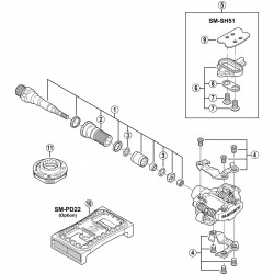 Shimano PD-M520 / PD-M540 body cover and fixing bolts right hand
