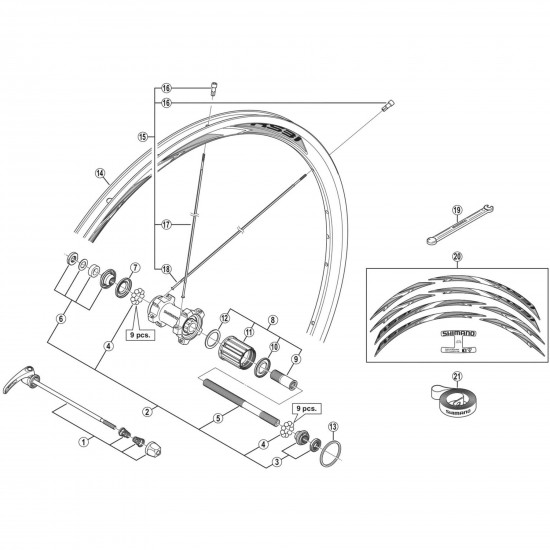 Shimano WH-RS31-R left hand spoke 299 mm