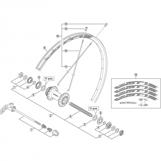 Shimano WH-MT15-A spoke 256 mm