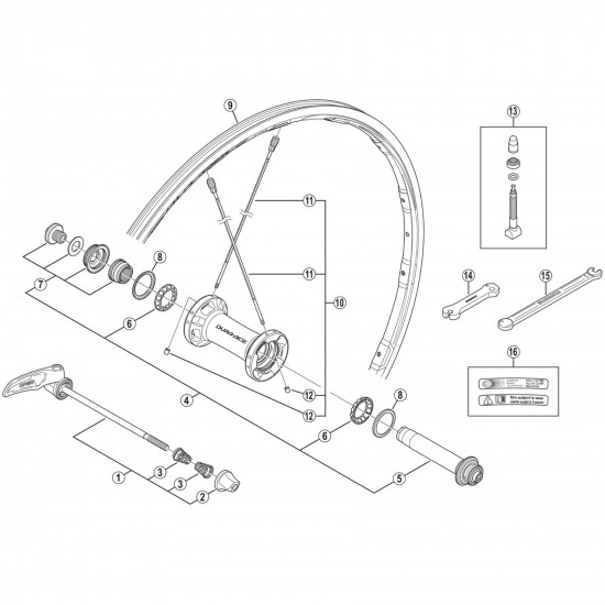 Shimano WH-9000-C24-TL-F spoke with plug and washer, 285 mm