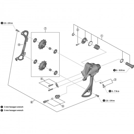 Shimano RD-M370 tension and guide pulley set