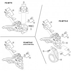 Shimano FD-M770 stroke adjustment bolt and plate Shimano FD-M770 stroke adjustment bolt and plate