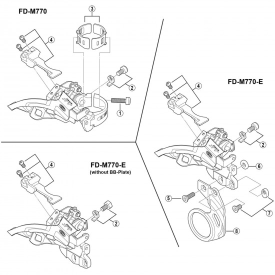 Shimano FD-M770 stroke adjustment bolt and plate Shimano FD-M770 stroke adjustment bolt and plate