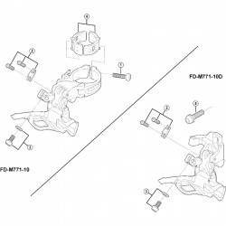 Shimano FD-M771-10 cable fixing plate and bolt, M5 x 9 mm Shimano FD-M771-10 cable fixing plate and bolt, M5 x 9 mm