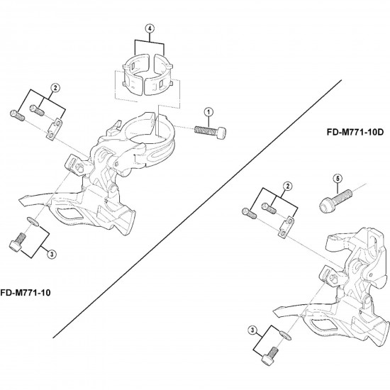Shimano FD-M771-10 cable fixing plate and bolt, M5 x 9 mm Shimano FD-M771-10 cable fixing plate and bolt, M5 x 9 mm
