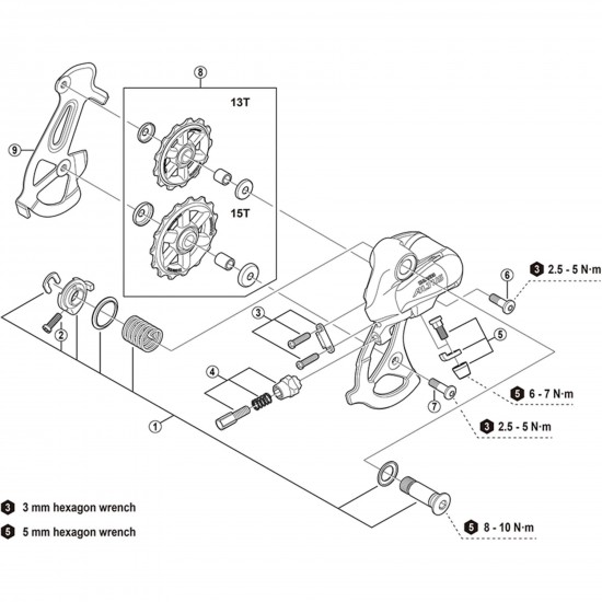 Shimano RD-M310 tension and guide pulley set