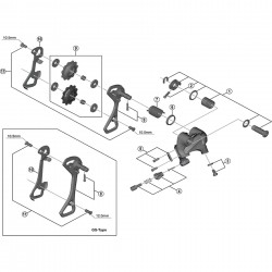 Shimano RD-6800 stroke adjusting screws, M4 x 11.5 mm and plate