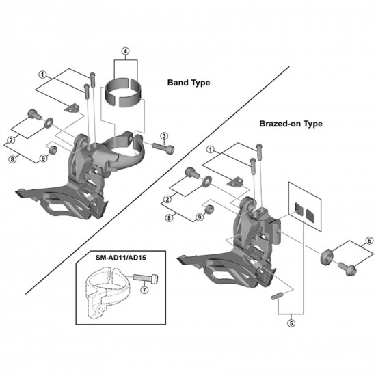 Shimano FD-R3000 clamp band adapter for 28.6 mm Shimano FD-R3000 clamp band adapter for 28.6 mm