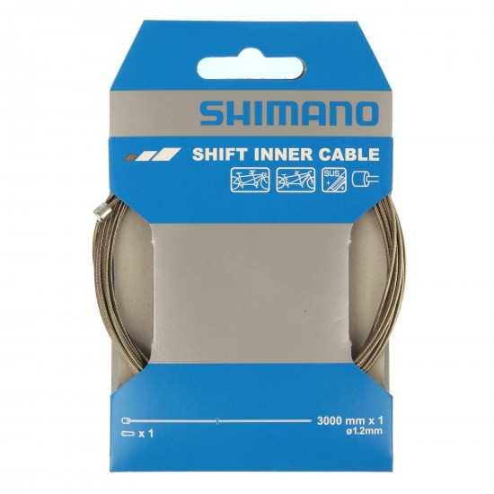 Shimano Road / MTB tandem stainless steel gear inner wire, 1.2 x 3000 mm, single Shimano Road / MTB tandem stainless steel gear inner wire, 1.2 x 3000 mm, single