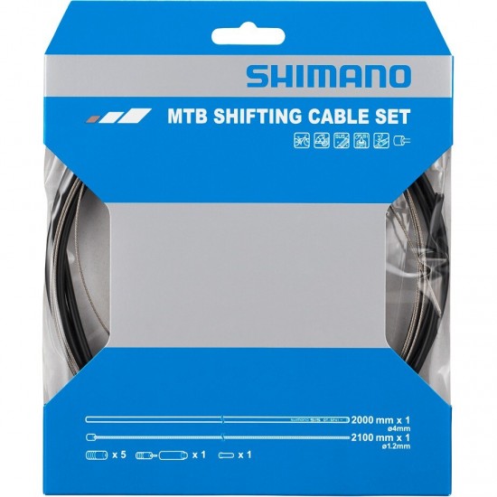 Shimano MTB gear cable set for rear only, stainless steel inner, black Shimano MTB gear cable set for rear only, stainless steel inner, black