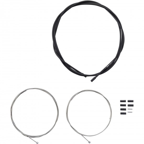 Shimano Road gear cable set, steel inner wire, SIS outer and outer caps black