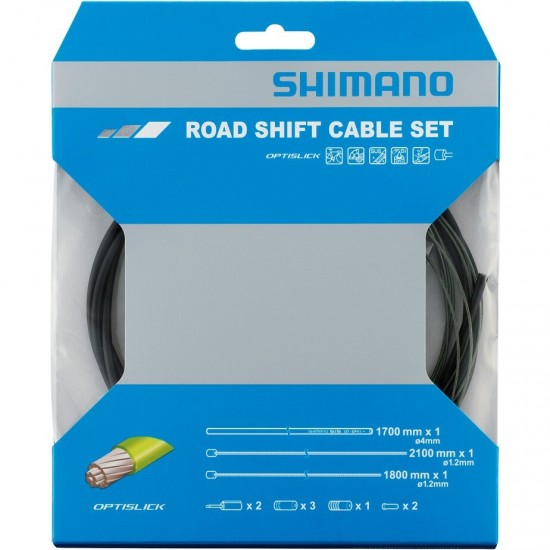 Shimano Road gear cable set, OPTISLICK, coated inners, black Shimano Road gear cable set, OPTISLICK, coated inners, black