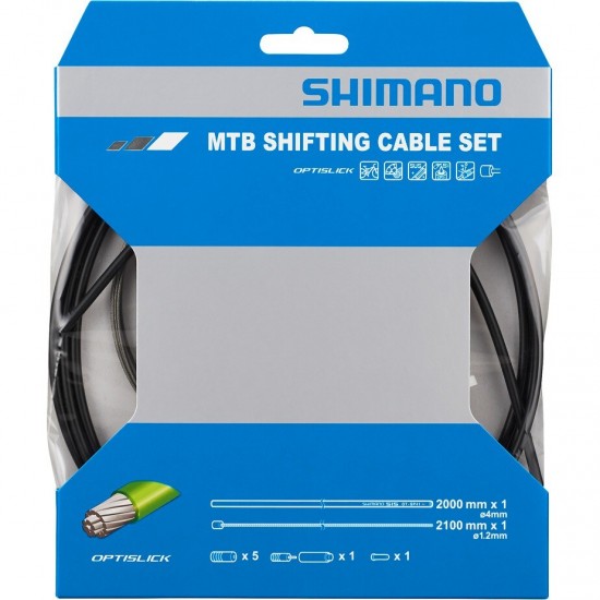 Shimano MTB gear cable set for rear only, OPTISLICK coated stainless steel inner, black Shimano MTB gear cable set for rear only, OPTISLICK coated stainless steel inner, black