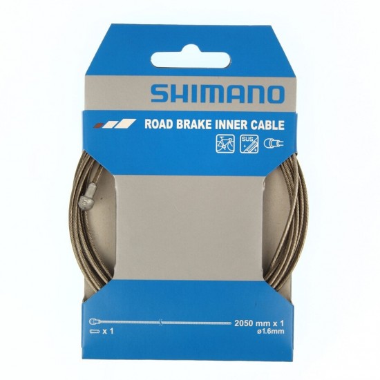 Shimano Road stainless steel inner brake wire,1.6 x 2050 mm, single Shimano Road stainless steel inner brake wire,1.6 x 2050 mm, single