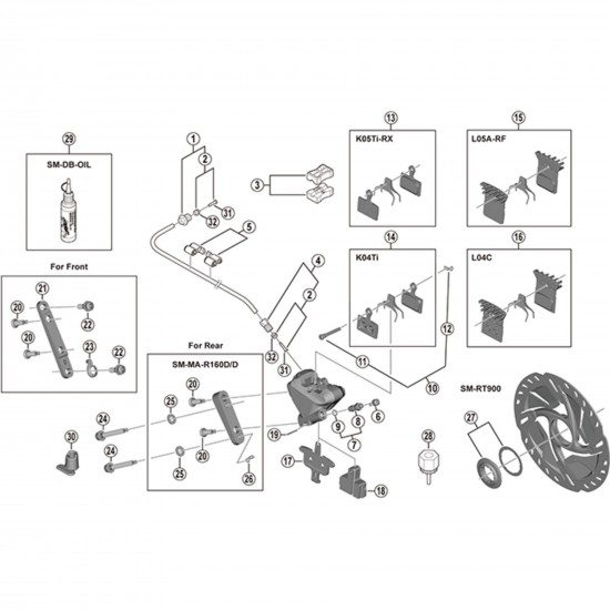 Shimano BR-R9170 pad axle and snap retainer Shimano BR-R9170 pad axle and snap retainer