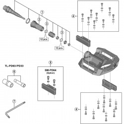 Shimano PD-GR500 pedal axle assembly, right hand