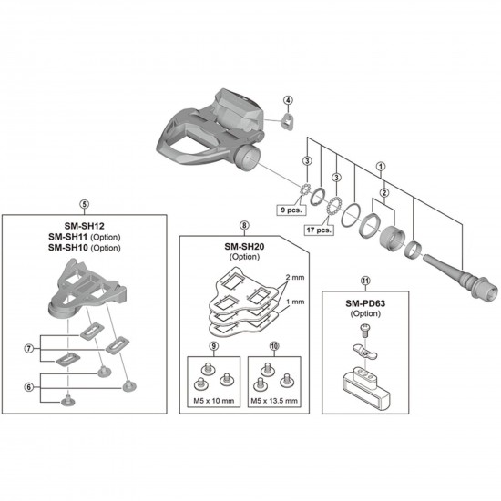 Shimano PD-R9100 pedal axle assembly, left hand Shimano PD-R9100 pedal axle assembly, left hand