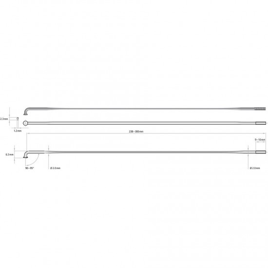DT Swiss Aero Comp 14 / 15 / 14 g = 2 / 2.3 x 1.2 / 2 mm box 20, black 298 mm