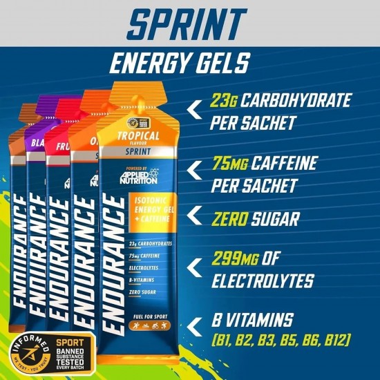 Applied Nutrition Endurance Sprint Isotonic Energy Gel Caffeine - Fruit Brust - 60ml x Box 20 Applied Nutrition Endurance Sprint Isotonic Energy Gel Caffeine - Fruit Brust - 60ml x Box 20