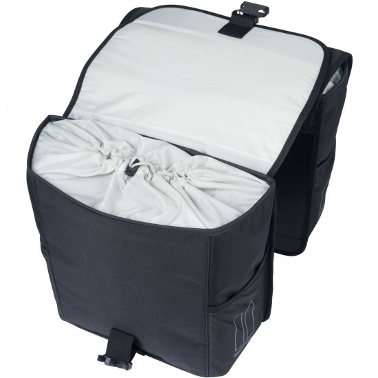 Basil GO double bag, 32L, solid black