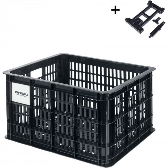 Basil bicycle crate MIK M, 29.5L, recycled synthetic, black