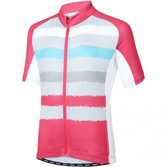 Madison Sportive youth short sleeve jersey, torn stripes berry / silver grey age 13 - 14