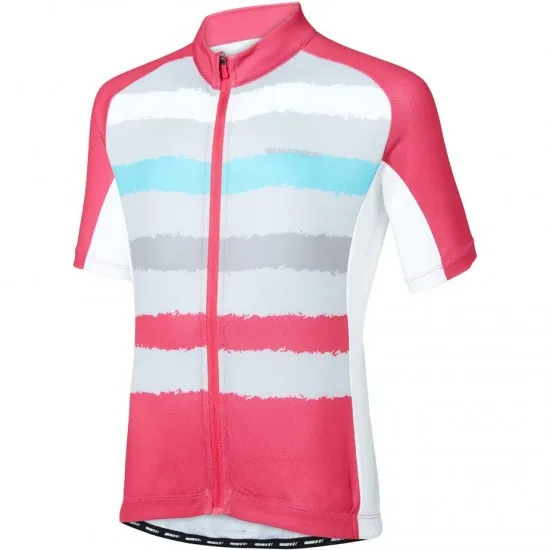 Madison Sportive youth short sleeve jersey, torn stripes berry / silver grey age 13 - 14
