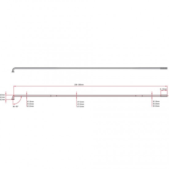 DT Swiss Competition black spokes 14 / 15 g = 2 / 1.8 mm box 100, 280 mm