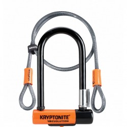 Kryptonite Evolution Mini 7 U-Lock with 4 Foot Cable and Flexframe Bracket Sold Secure Gold Kryptonite Evolution Mini 7 U-Lock with 4 Foot Cable and Flexframe Bracket Sold Secure Gold