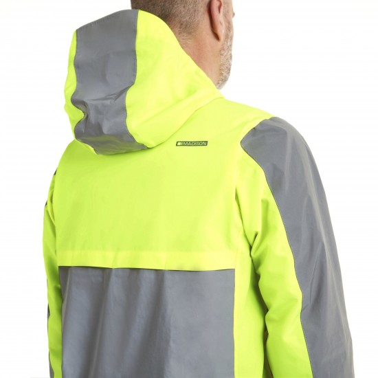 Madison Stellar FiftyFifty Reflective Men's Waterproof Jacket, hi-viz yw / silv - medium
