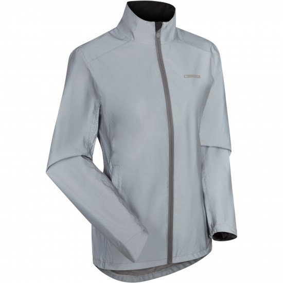 Madison Stellar Shine Reflective Women's 2-Layer Waterproof Jacket, silver - size 10