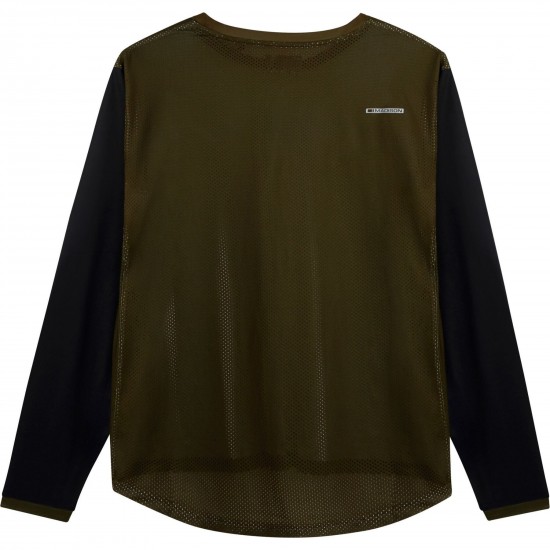 Madison Flux Men's Long Sleeve Jersey, dark olive / black - x-large