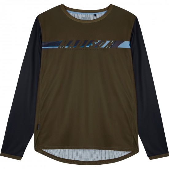 Madison Flux Men's Long Sleeve Jersey, dark olive / black - x-large