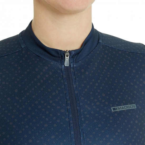 Madison Sportive Women's Short Sleeve Jersey, droplet ink navy - size 14