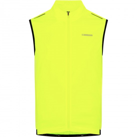 Madison Stellar Reflective Windproof Men's Gilet, hi-viz yellow - small