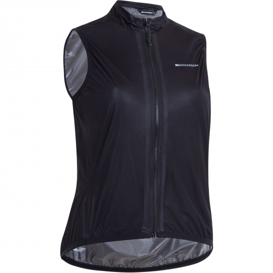 Madison Flux Women's Ultra Packable Waterproof Gilet, black - size 8