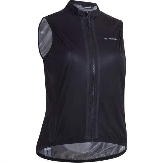 Madison Flux Women's Ultra Packable Waterproof Gilet, black - size 8