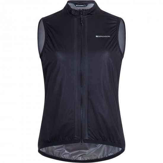 Madison Flux Women's Ultra Packable Waterproof Gilet, black - size 8