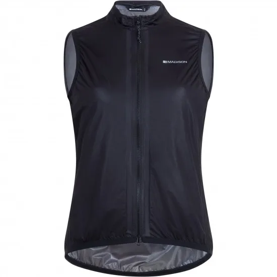 Madison Flux Women's Ultra Packable Waterproof Gilet, black - size 8