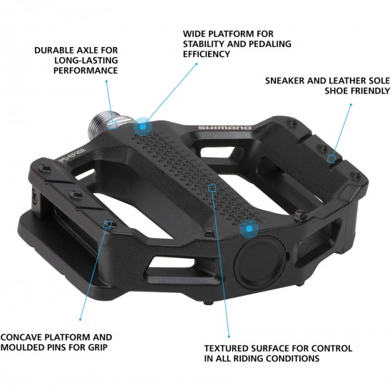 Shimano PD-EF202 MTB flat pedals, black
