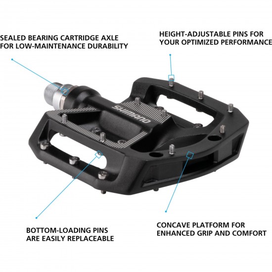 Shimano PD-GR500 MTB flat pedals, black