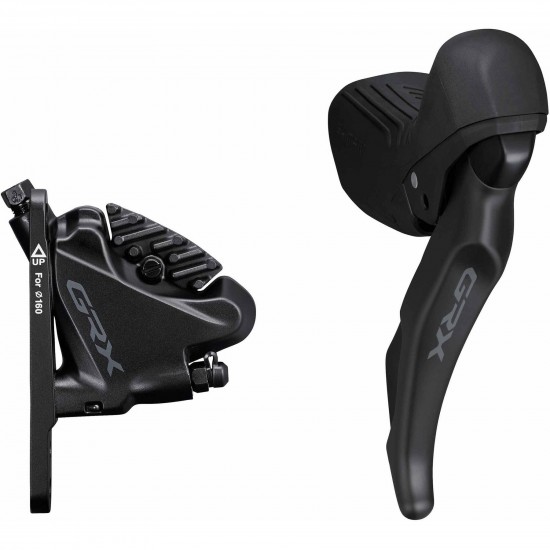 Shimano ST-RX610 GRX 12-speed STI bled with BR-RX400 flat mount calliper, right front