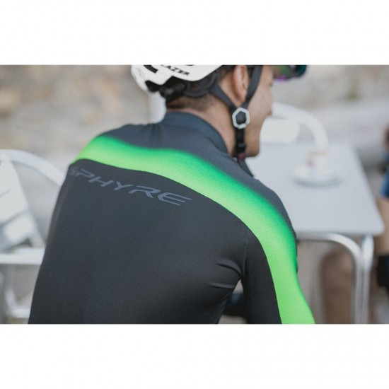 Shimano Clothing Men's, S-PHYRE FLASH Short Sleeve Jersey, Black/Green, Size S