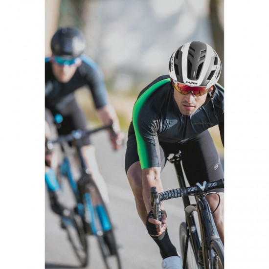 Shimano Clothing Men's, S-PHYRE FLASH Short Sleeve Jersey, Black/Green, Size S
